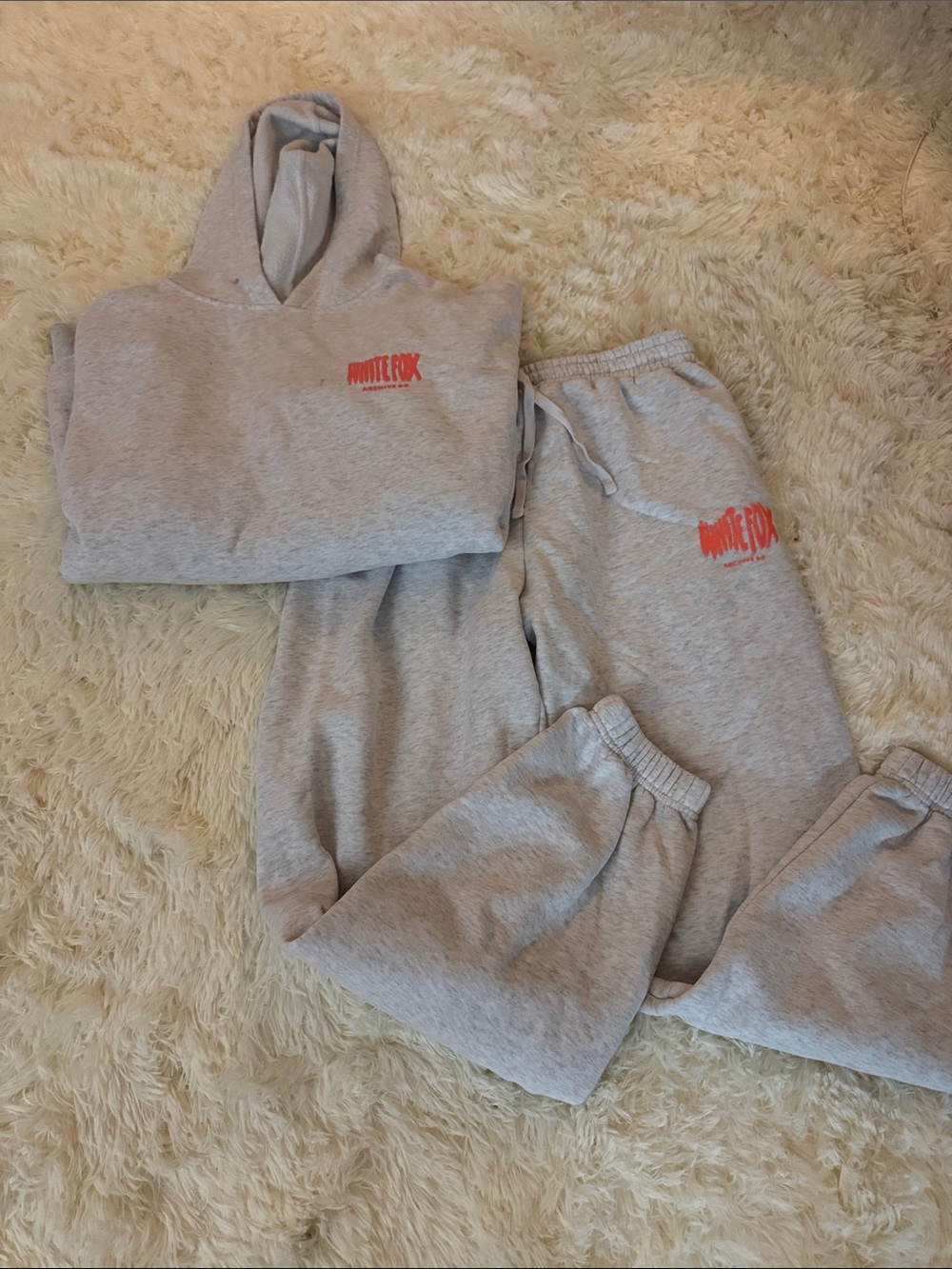 WHITE FOX GREY AND CORAL SWEAT SET